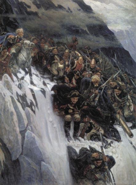 Vasily Surikov March of Suvorov through the Alps France oil painting art